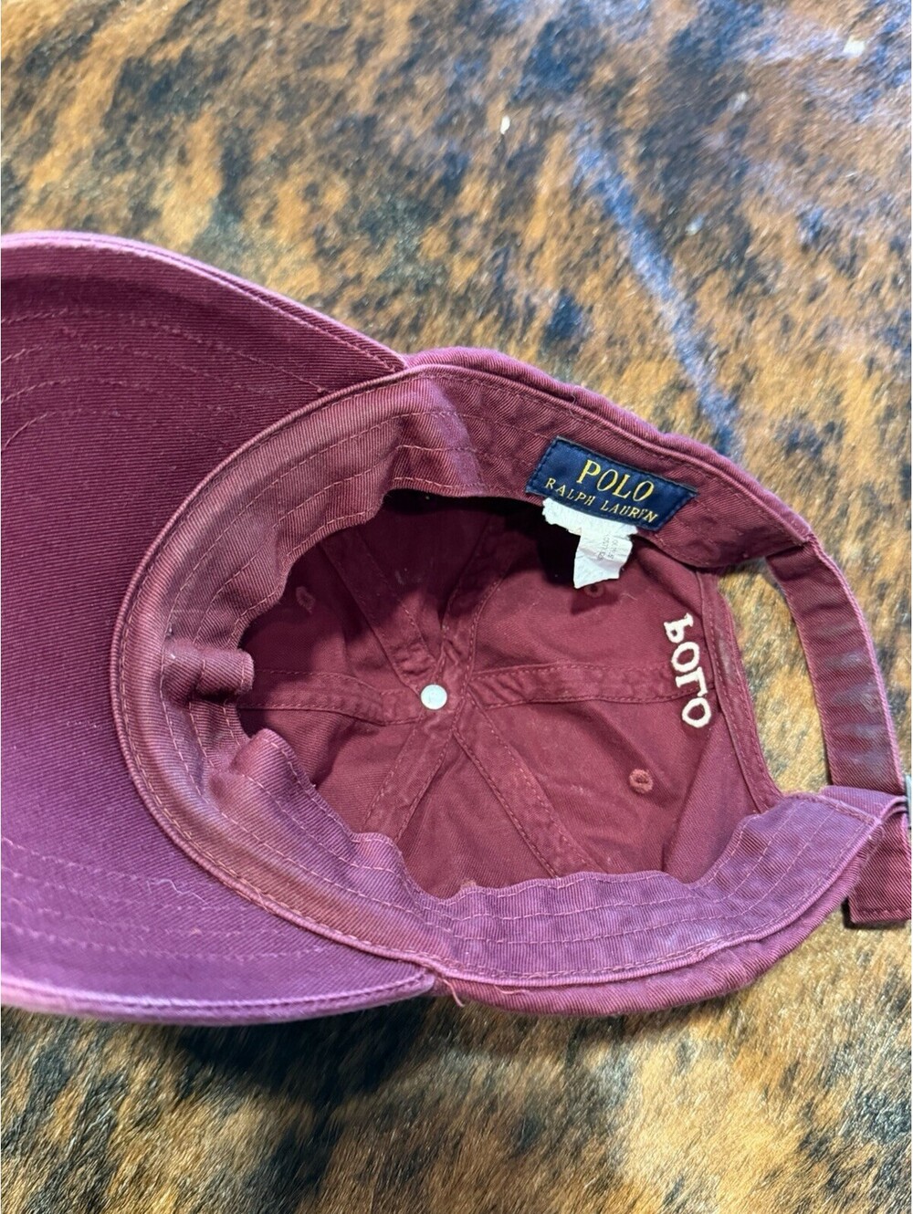 Polo By Ralph Lauren Adjustable Maroon Ball Cap One Size White Pony - Picture 4 of 7
